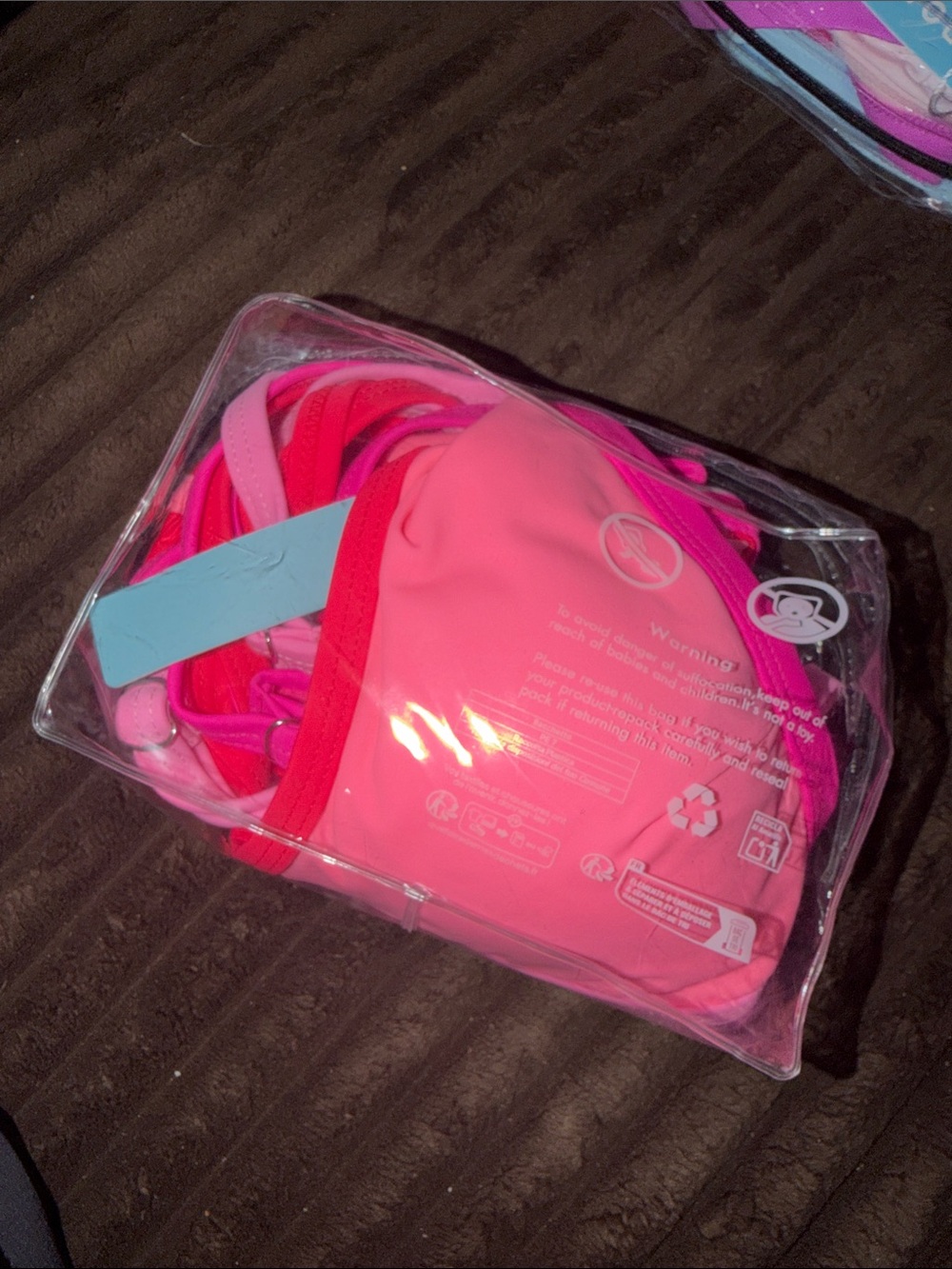 Popvil Neon Pink Colorblock High-Waist Bikini Set - Picture 3 of 4